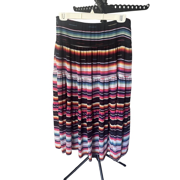 LAUREN RALPH LAUREN Womens 6P Black Multi-Color Tiered Maxi Skirt Bohemian - Picture 2 of 4
